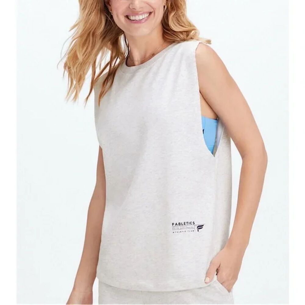 Fabletics Oversized Terry Tank Top in Heather Grey Medium